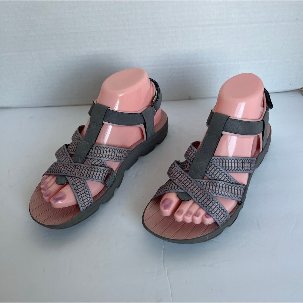 JSport by Jambu Kaia Pink and Gray Adjustable‎ Strappy Casual Comfort Sandals 7M